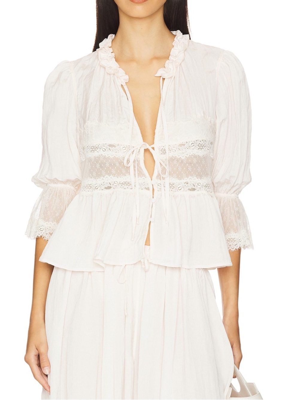 Free People Intimately FP Forever Young Bed Jacket In White Alyssum size Large - Picture 5 of 13